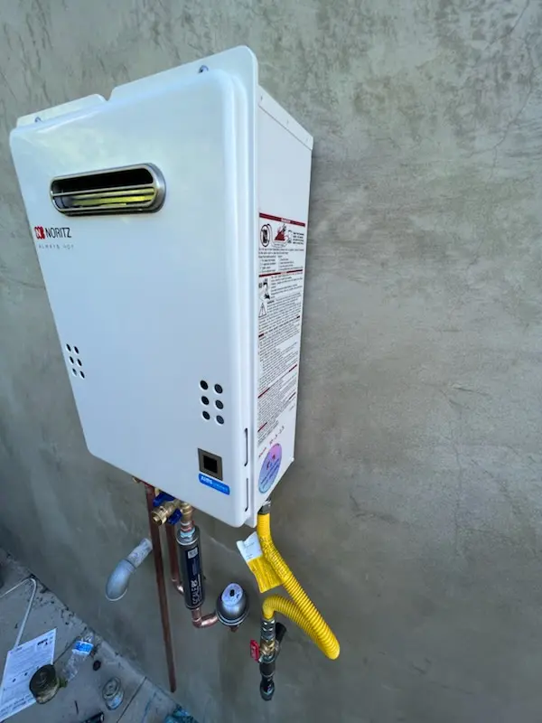 Tankless water heater installation for Hourglass homes